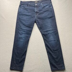 7 For All Mankind Adrien Luxe Performance Slim Straight Jeans Dark Blue Mens 38
